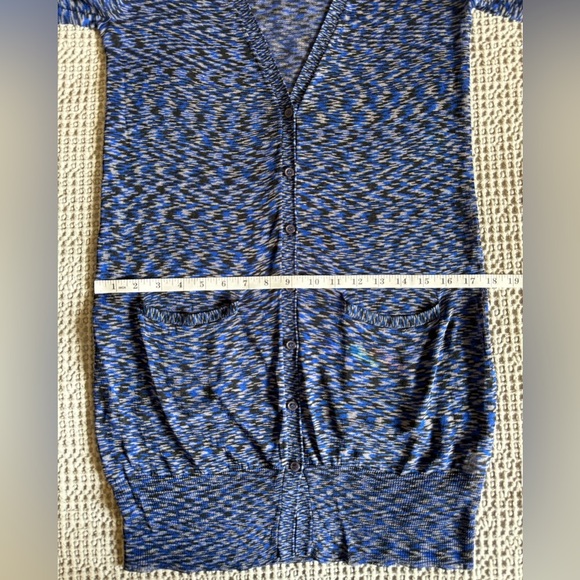 Free People Space Dye Longline Sheer V-Neck Button Cardigan Blue Gray M-L NWT - Picture 3 of 12